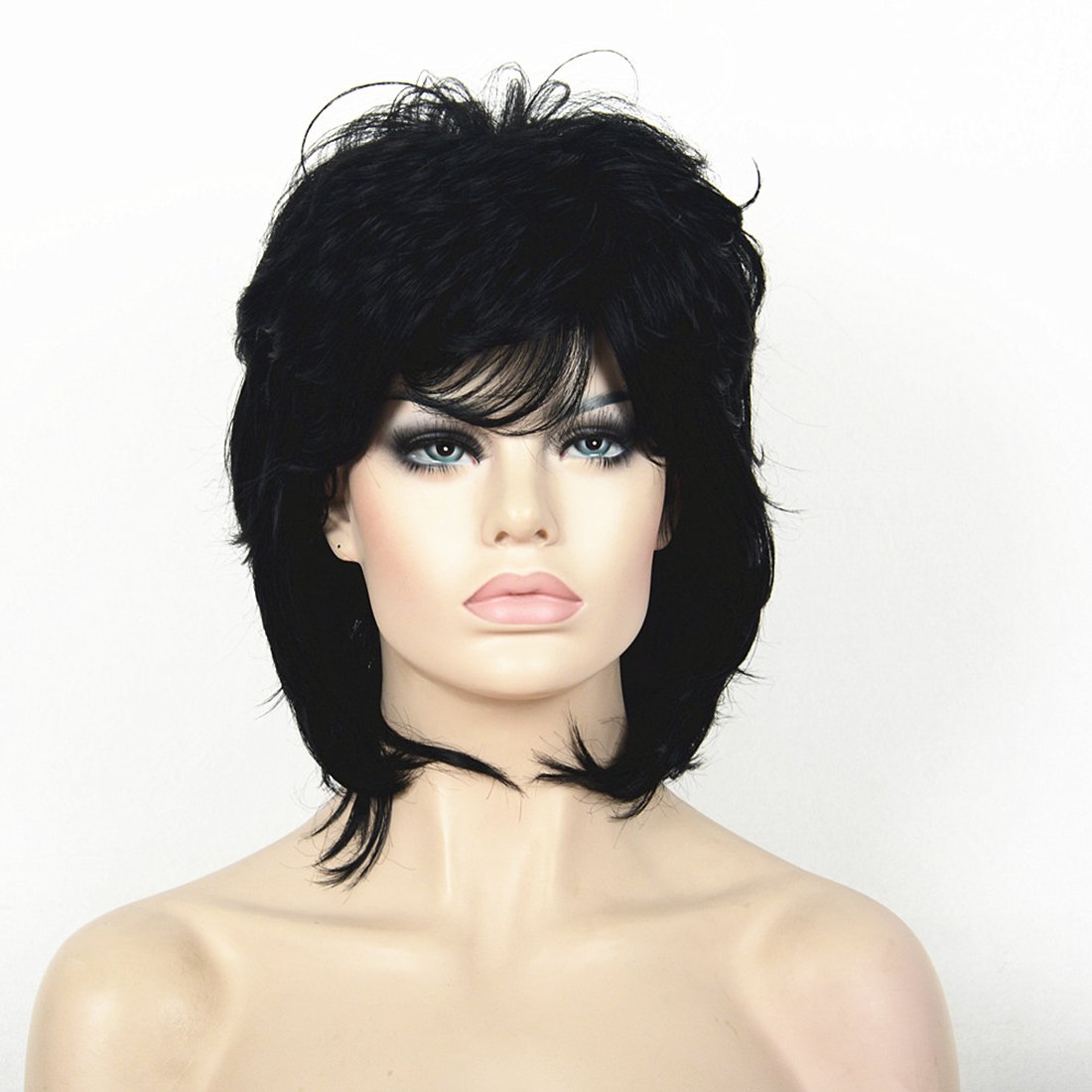 Lydell Short Length Layered Shaggy Full Synthetic Wigs Black Wig
