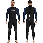 Lemorecn Men's Wetsuit 3/2mm and 5/4mm,Full Wetsuits for Men,Men‘s 3mm Full Wetsuit Front Zip for Diving Snorkeling Surfing Swimming