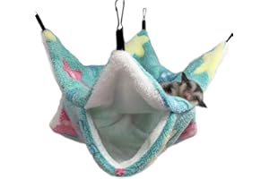 Oncpcare Small Pet Cage Hammock, Bunkbed Sugar Glider Hammock, Guinea Pig Cage Accessories Bedding, Warm Hammock for Parrot Ferret Squirrel Hamster Rat Playing Sleeping