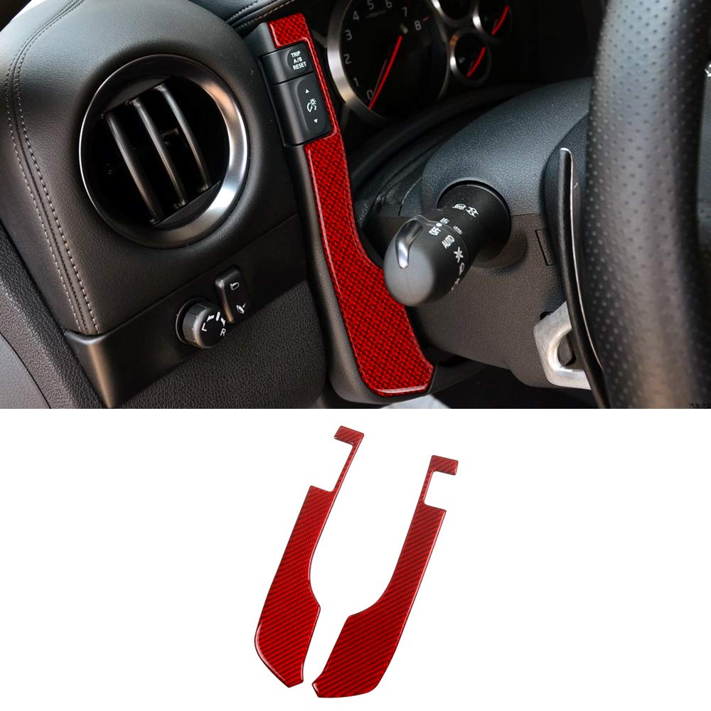 Charminghorse 2 Pieces Real Carbon Fiber Car Interior Dashboard Side Panel Cover Trim Sticker for Ni