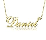 AOLO Daniel Heart Name Necklace 18k Gold Plated