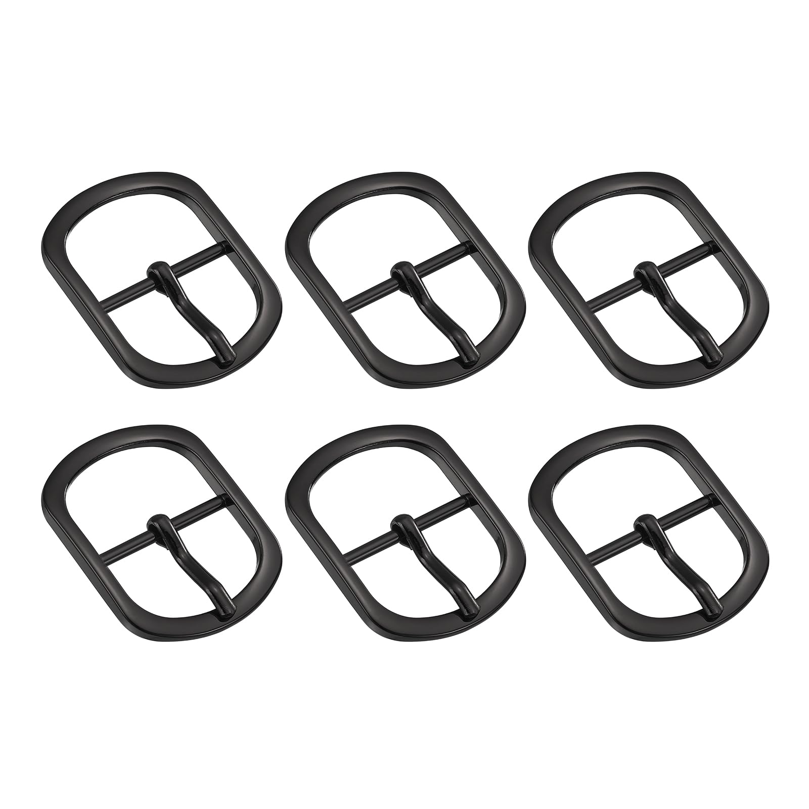 Uxcell 6Pcs 0.98" Metal Roller Buckle, Single Prong Belt Buckle Oval Center Bar Buckles for Leather Craft Accessories, Black