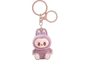 Xinbalove Cute Mini La bubu Keychain (2.4 inch),Flocking Cartoon Monsters,Rabbit Hanging Pendant Gifts,Key Ring Accessories