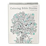 Coloring Bible Stories Volume 1 - Religious Themed Adult Coloring Book - with 50 Original Drawings, Pen/Marker Friendly Paper, Eco-Friendly, Top Spiral-Bound, and Blotter Page