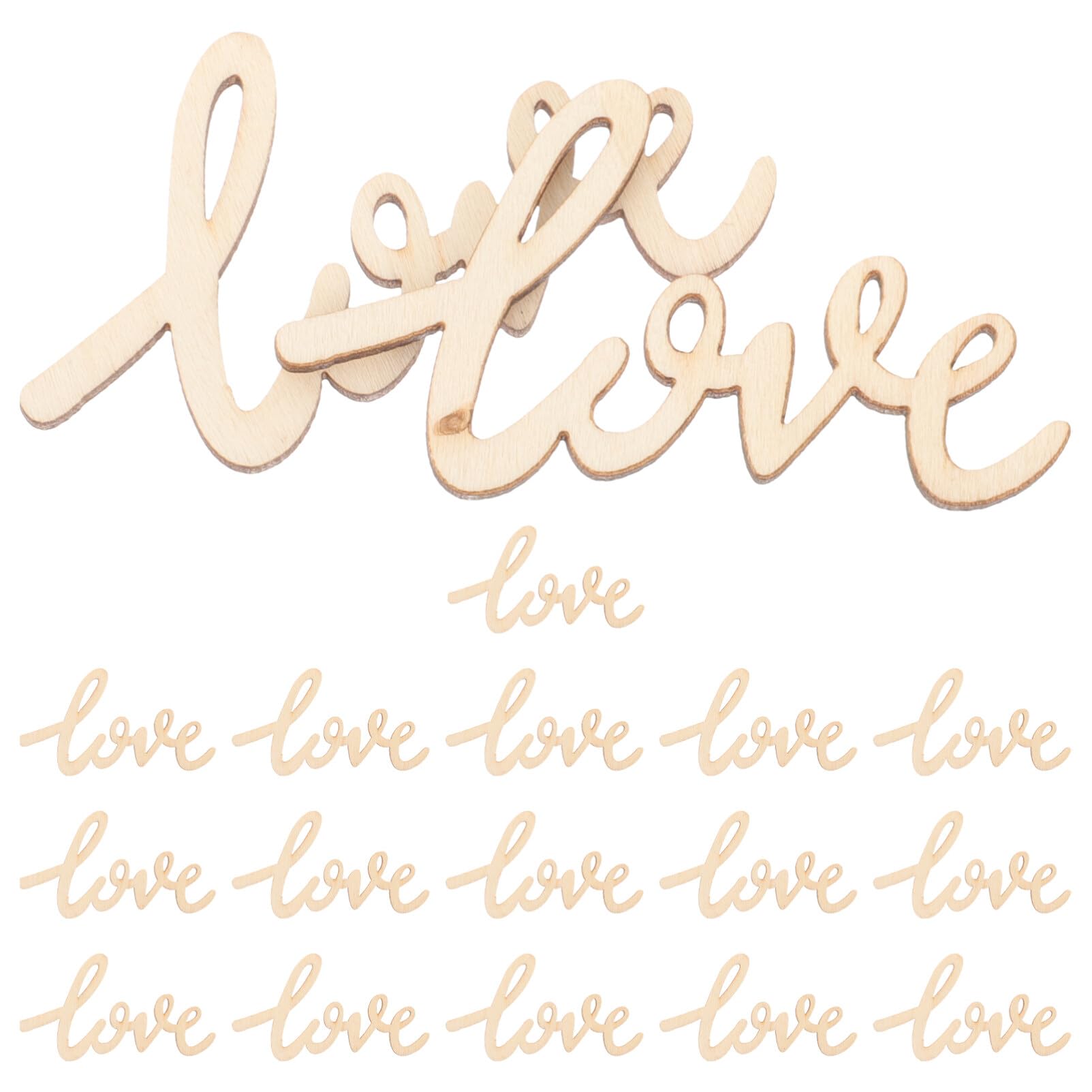 Amosfun 18pcs Wooden Script Words Wooden Love Cutout Ornaments Alphabet Embellishment for Woodwork Craft DIY,5.5x3.2x0.3cm