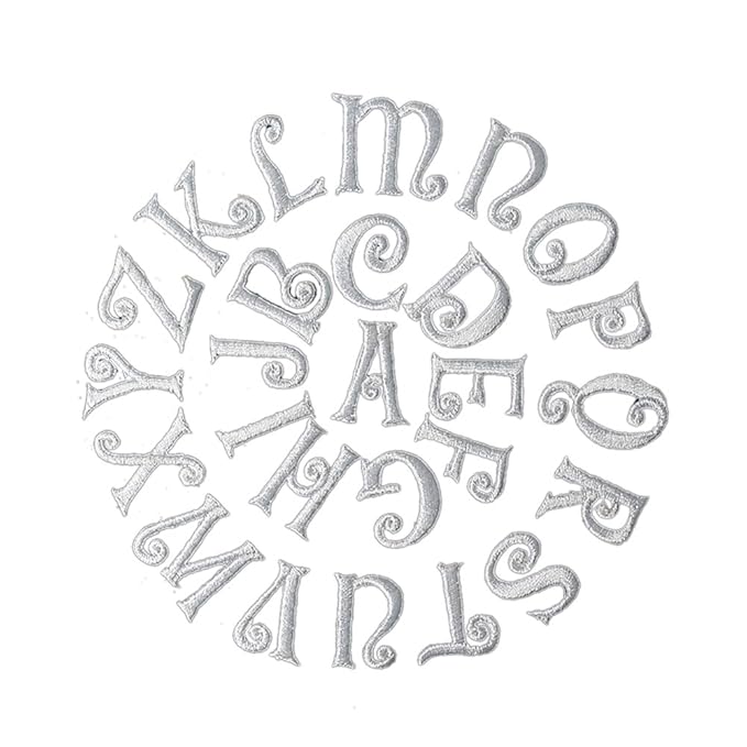 Weiße Alphabet-Buchstaben, zum Nähen oder Aufbügeln, für Jeans / Stoff, 25 mm, A-Z, Größe S
