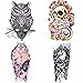 COKOHAPPY 4 Sheets Temporary Tattoo for Men Women Arm Shoulder Rose Skull Celtic Owl Clock Machine
