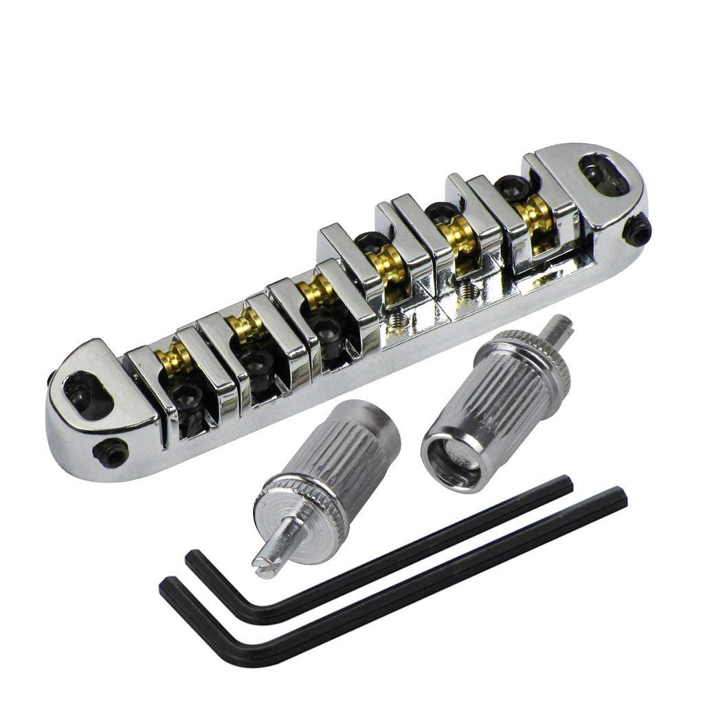 Dciustfhe Chrome Metal Plated Roller Saddle Tune-O- Bridge for Style Electric Guitar Replacement