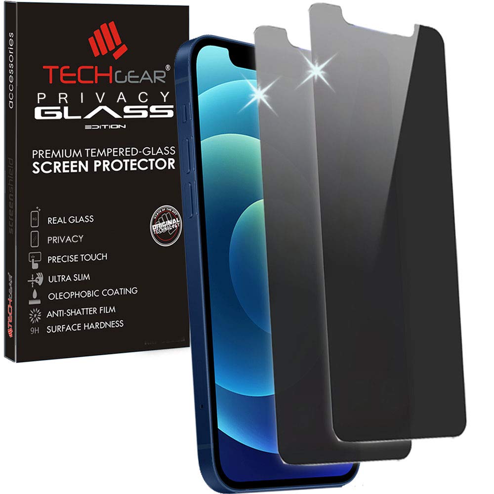 TECHGEAR [2 Pack] Anti Spy Screen Protectors for iPhone 12 Mini - PRIVACY Filter GLASS Edition Genuine Tempered Glass Screen Protector Guard Cover Compatible with iPhone 12 Mini 5.4"