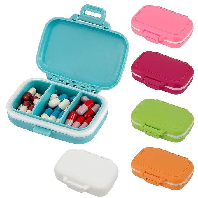 MERYSAN Portable Pill Box Supplement Case, 3 Removable Compartments