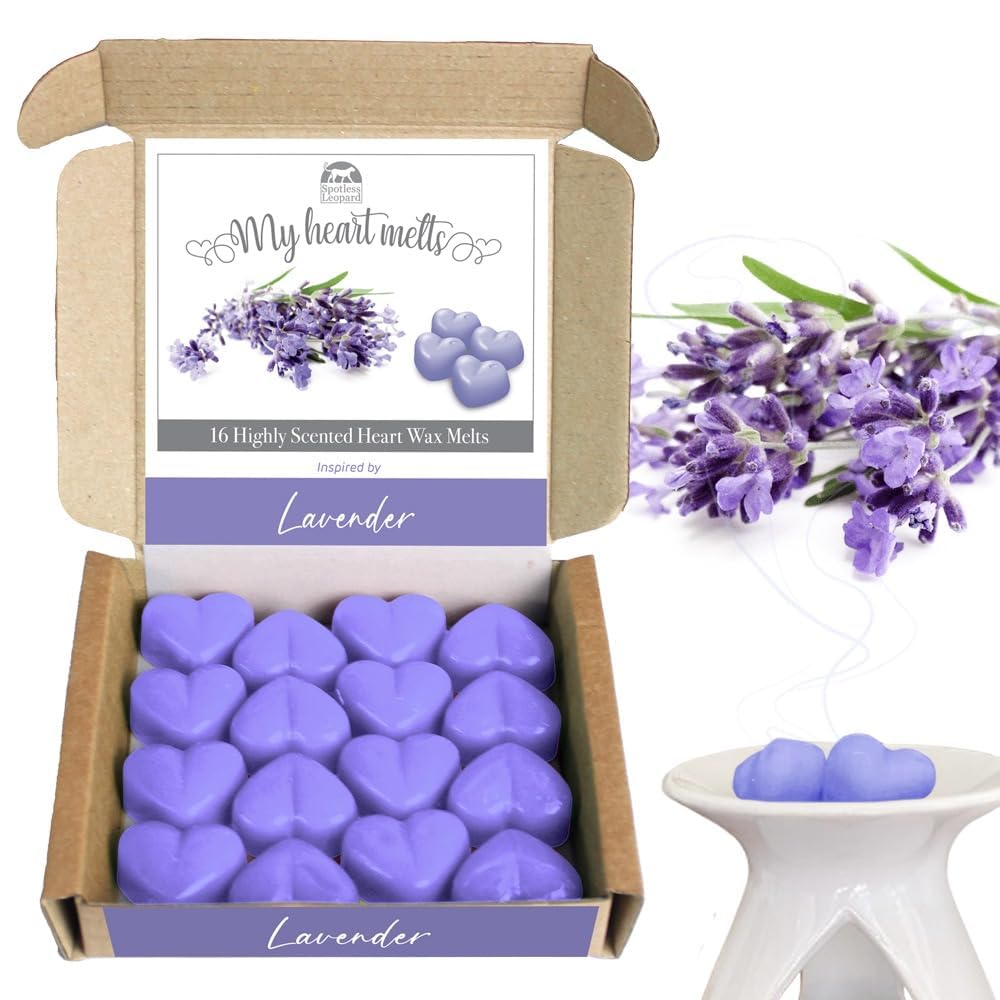 Lavender Wax Melts: 16 pcs x 6g Long Lasting Heart Shaped Lavender Candle Melts