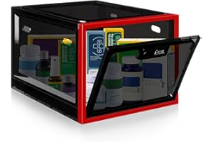 chefeggukk Medicine Lock Box with Code, 12.6L Large Lockable Storage Box for Medication, Snacks, Phone, and Electronics - BPA-Free, Clear Design with Charger Holes for Home, Office, Dorm, and Fridge