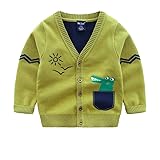 LATLONG カーディガン 男の子 ワニ柄 vネック 春コート 秋冬 ボーイズ ニットトップス キッズ用セーター 無地 ジュニア スクールセーター 春秋 子供服 12