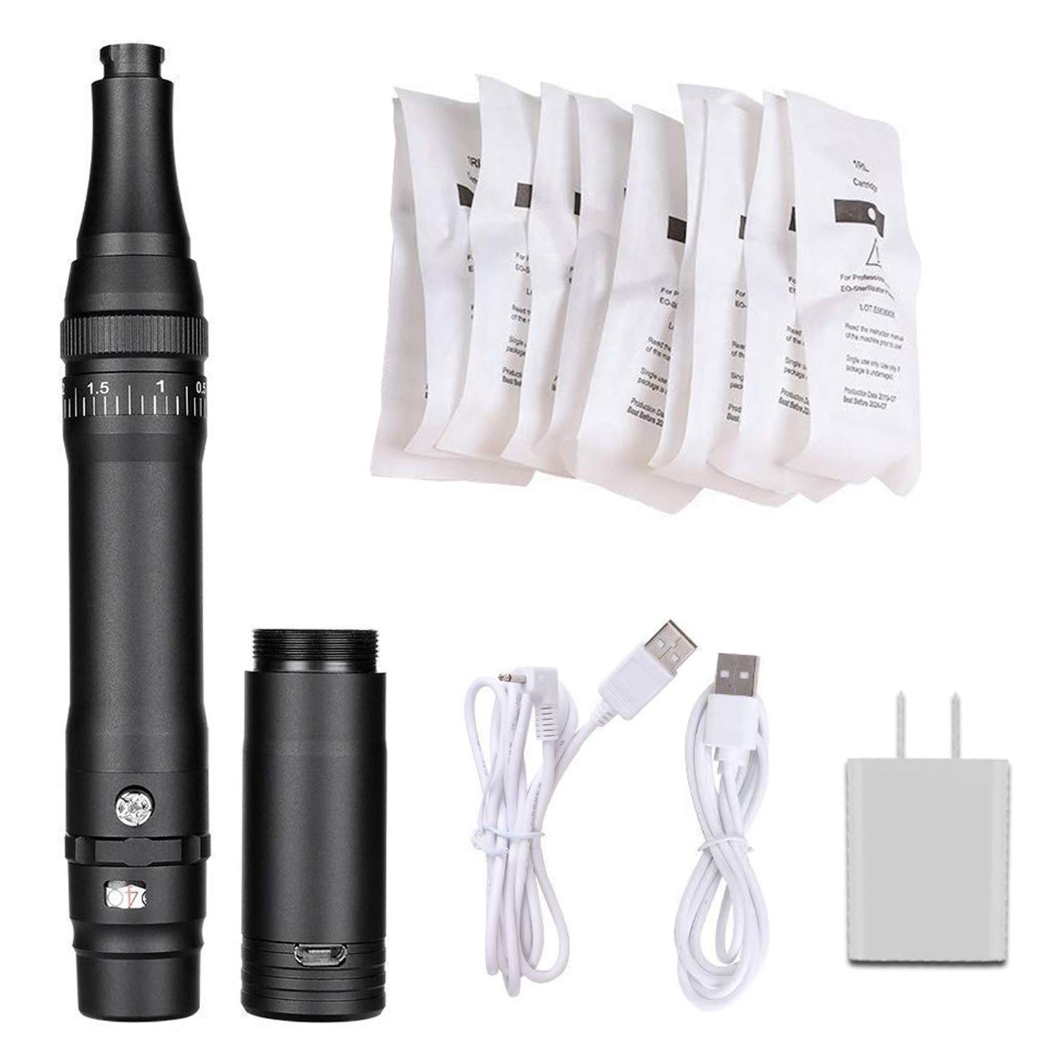 Poysuper Tattoo Permanent Makeup Pen Wireless Machine Kit With 10pcs Needles Microblading Supply for Eyebrow Lip Eyeliner (Black) UK-B-A950