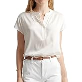 SUNNOW Women's Silk Blouse V-Neck Dolman Sleeves Flowy Tunic Shirts Elegant Fit Casual Work Blouse