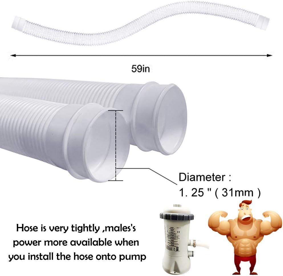 Swimming Pool Replacement Hose, 1.25" Diameter Replacement Hose for Above Ground Pools, Easy to Install, Pool Filter Replacement Hose Compatible with filter Pump 330 GPH, 530 GPH, 1000 GPH : Home Improvement