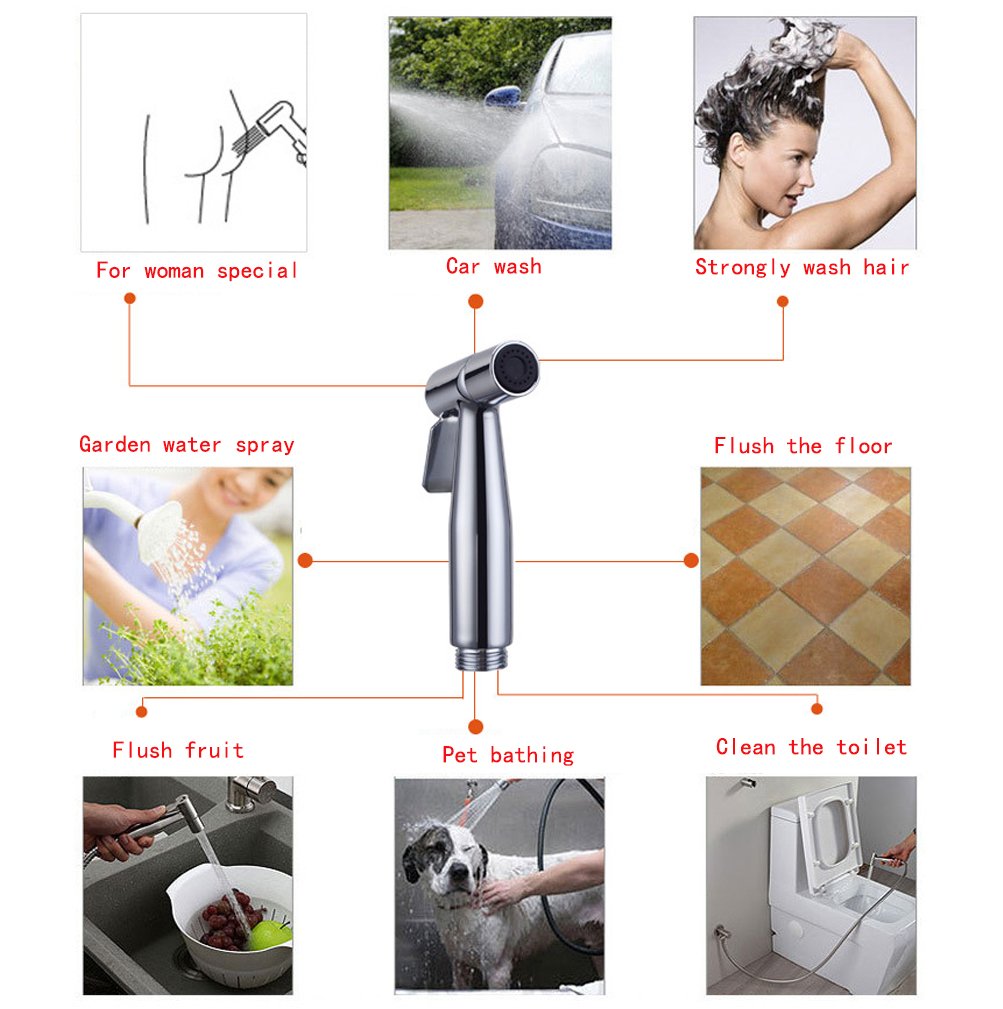 Dreamsbaku Bathroom Bidet Sprayer Spray Toilet Stainless Steel Polish faucet Handheld with Hose and Bracket Holder