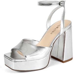 TopWalks Platform Heels for Women Chunky Heel Platform Sandals Womens Open Toe Ankle Strap Womens Wedding Party Shoes