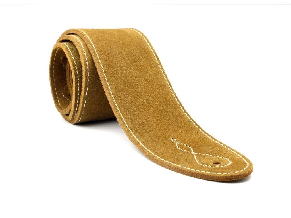 Leathergraft 7cm Wide Natural Suede Acoustic Electric Bass Guitar Strap with Reinforced Leather Strap Ends
