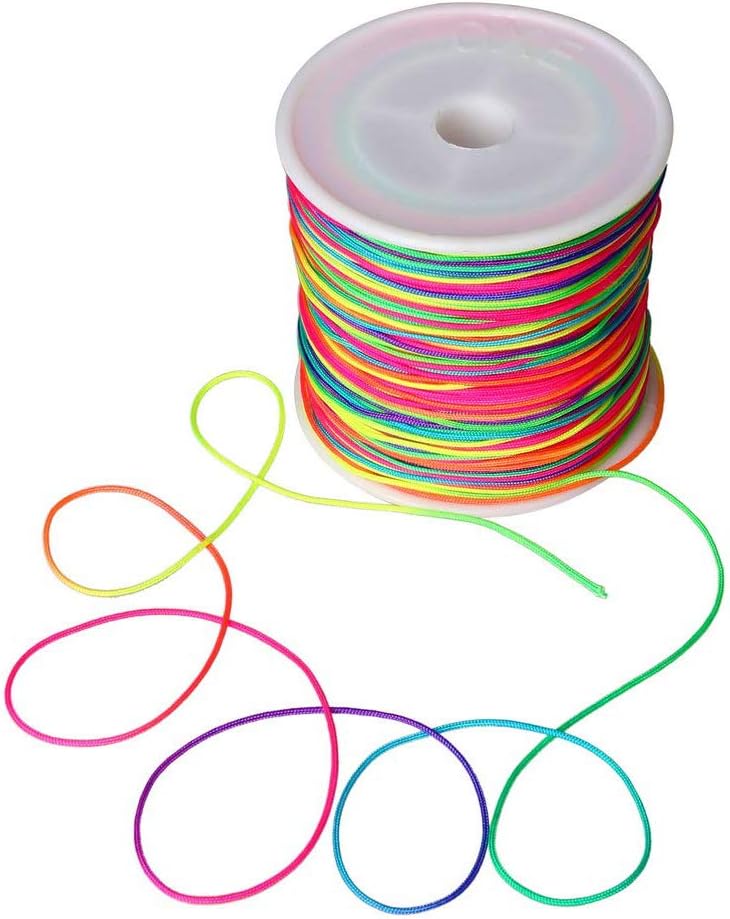 Wohlstand 100 m Elastic Cord,Beading Cord1mm,Bead String Fabric Craft Cord, Stretch Multicolor with A Plastic Roll for Craft Project Making