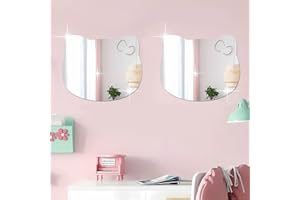 IMAKARA 2Pcs Acrylic Wall Mirror for Bathroom Bedroom Cute Kitty Wall Stickers Decor Gift for Her Hello Women Girls (12 x 10 inch, Kitty)