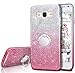 Galaxy J1 Case (2016), Galaxy Luna/Express 3 / Amp 2 Glitter Case with 360 Degree Rotating Ring Stand, Soft TPU Outer Cover + Hard PC Inner Shellfor Samsung Galaxy J1 2016 -Pink