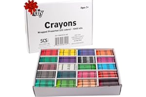 SCS DIRECT IDIY Wrapped Bulk Wax Crayons 1000 Count- 20 Colors (50 Each) Pre-Sorted for Kids, Teachers, School Classrooms, Arts & Crafts Supplies, Restaurants, Non-Toxic Xmas Stocking Stuffers, Holiday Gift Set