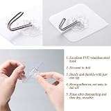 VEGCOO 30Pcs Heavy Duty Wall Hooks 22lb Transparent Adhesive No Drill Kitchen view 3