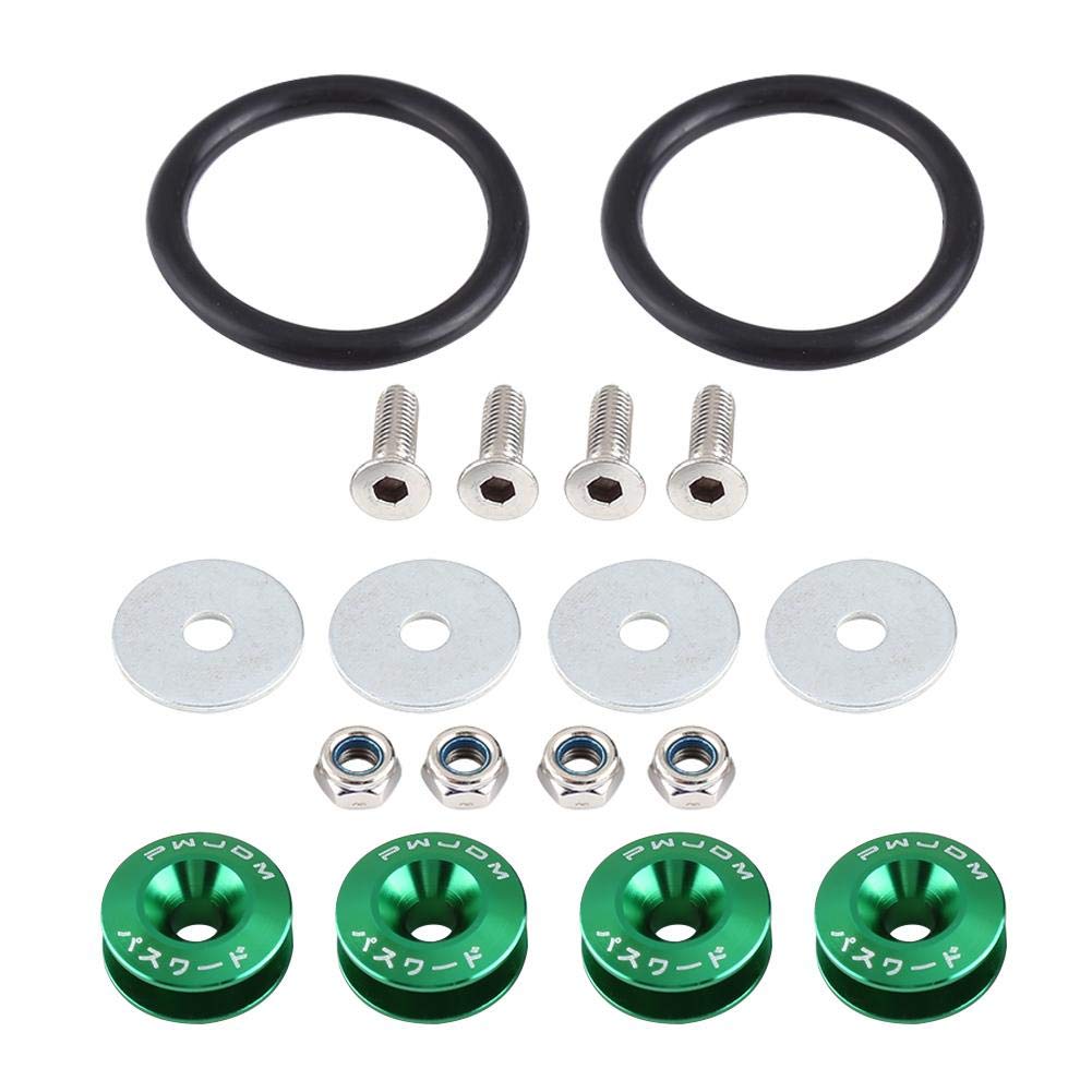 KIMISS Car Quick Release Fastener Bumper Quick Release Kit Bumper Holder Car Aluminium Alloy Bumper Washer/Bolt Engine Bay Dress Up Kit Quick Release Fastener Green