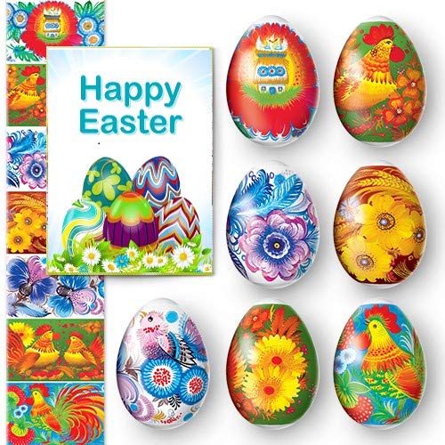 Lot of 2 * 7 Easter Egg Decoration Thermo Heat Shrink Sleeve Wraps Pysanka for 14 Easter Eggs