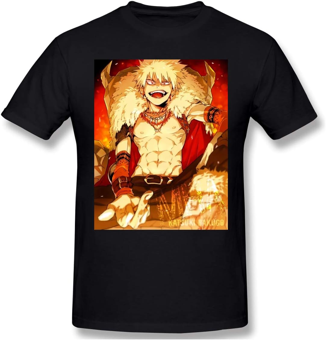 My Hero Academia Bakugou Katsuki Music Men's Tops Short Sleeve Tee Black