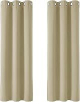Deconovo Room Darkening Curtains 2 Panels Beige 42 x 90 Inch Eyelet Thermal view 1
