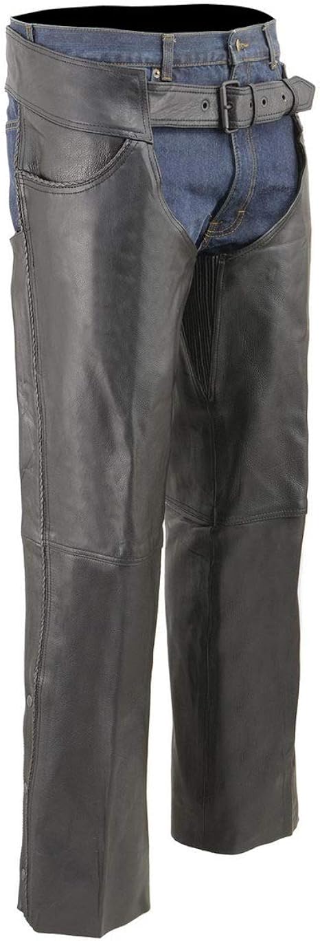 Milwaukee Leather ML1125 Herren Lederchaps, klassisch, geflochten