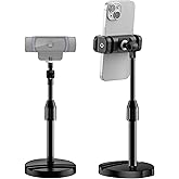 InnoGear Webcam Mount for Desk, Table Telescopic Webcam Stand with Phone Holder for Camera Webcam C922 C930e C920S C920 C615 C960 C920x BRIO 4K NexiGo N60, Right Light, GoPro with 1/4" Thread