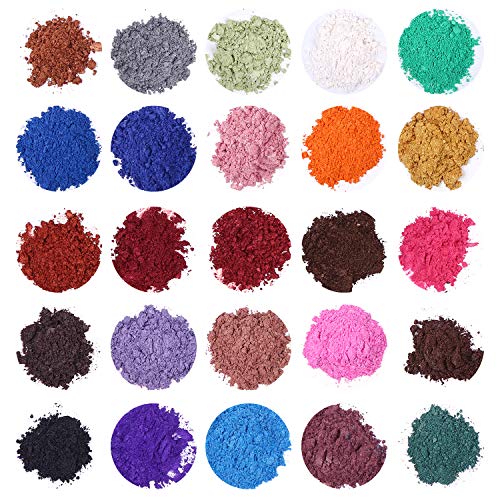 Soap Dye - Mica Powder Pigments for Bath Bomb - Soap Making Colorant - Candle Making, Eye Shadow, Blush, Nail Art, Resin Jewelry, Artist, Craft Projects (25 Colors (0.35 oz Each))