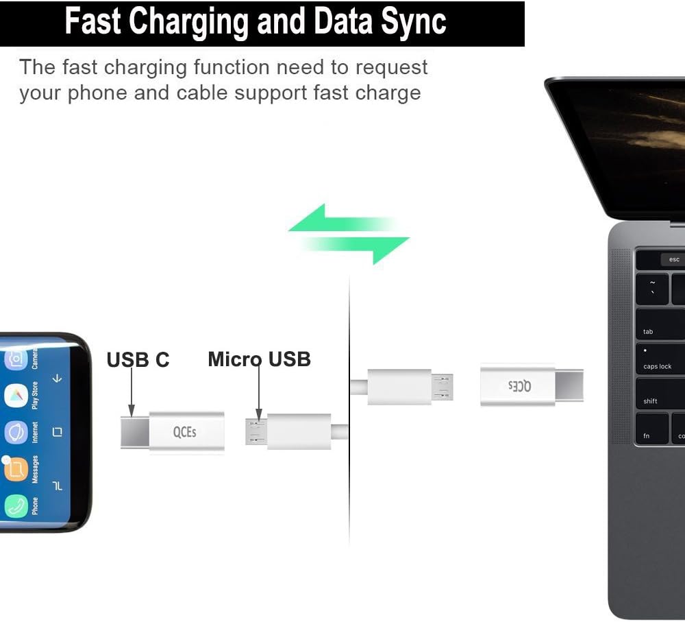 USB C Fast Charging Adapter 4Pack, QCEs Micro USB to USB C Convert Connector Charger Compatible with Samsung Galaxy S8 Plus S9 S10 S9+ S10+ Note 8/9, Google Pixel 2/3 XL LG V40 V30 V20 G7 G6 G5 More: Electronics