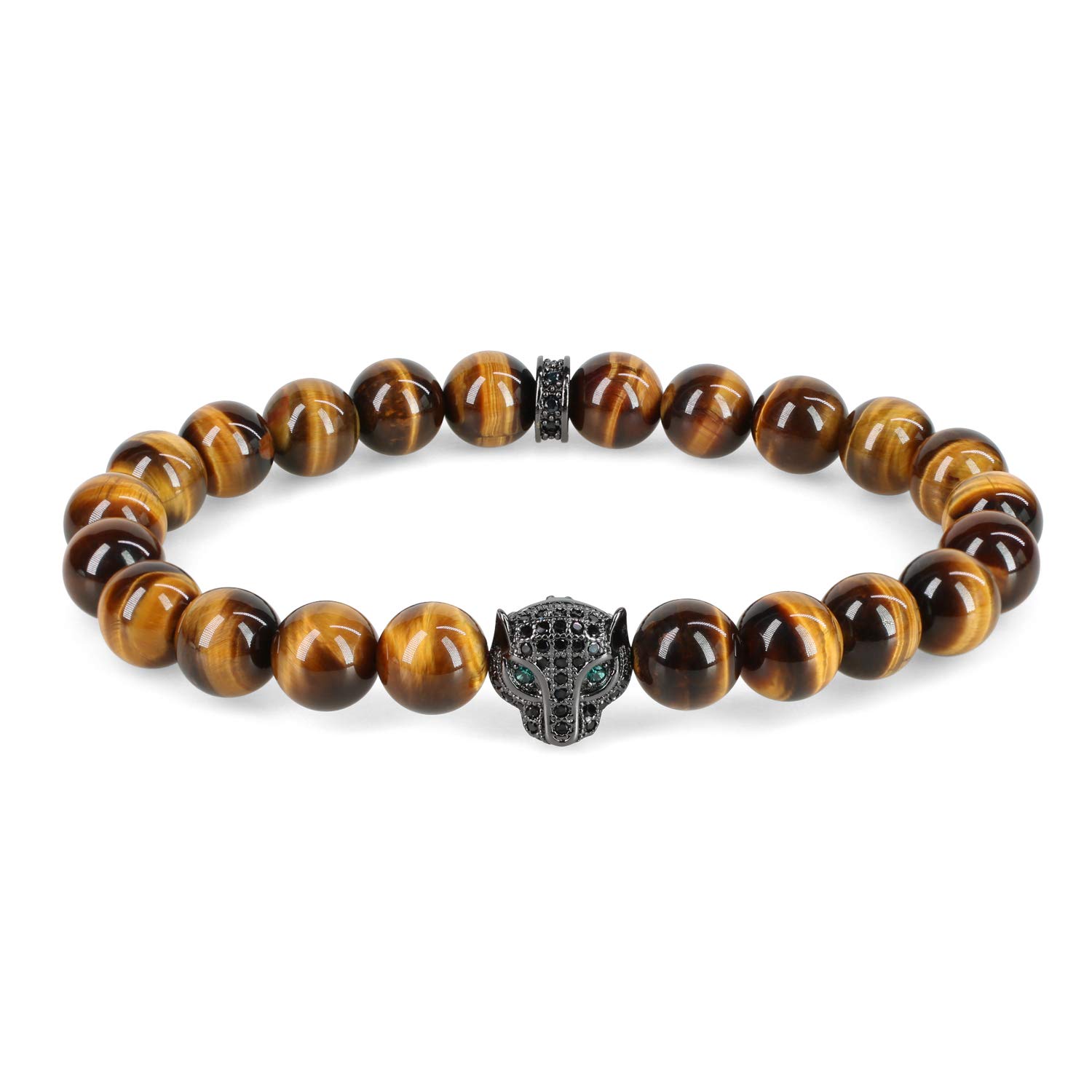 COAI Mens Womens Leopard Brown Tiger Eye Stone Bracelet