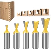 CHCYWJGJ 5Pcs Dovetail Router Bit Set 1/2 Inch Shank Half-Blind &amp; Through Dovetail Bits Wood Joints Cutter Tool for Making Boxes Drawers Chests For Engraving Router planing Head Wood Cutter
