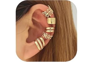MIFYNN 5 Pcs Gold Ear Cuffs for Women Non Piercing Ear Cuff Earrings Clip on Earring Set Huggie Hoop Earrings Cartilage Earrings Stack Jewelry for Women