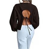 Verdusa Women's Tie Backless Cozy Sweaters Cut Out Knit Tops Early Fall Fashion