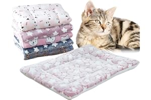 FIOPET Cozy Calming Cat Blanket, 2023 Premium Small Blanket Plush Self Warming Printed Pet Blanket, Upgrade No Electric Heated Cat Bed, Fluffy Flannel Cushion Soft Warm Mat Pets Mattress (Pink, X-Large)
