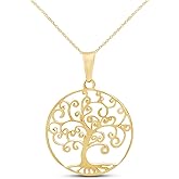 Jewel Zone US Tree of Life Filigree Pendant Necklace 14k Gold Over Sterling Silver