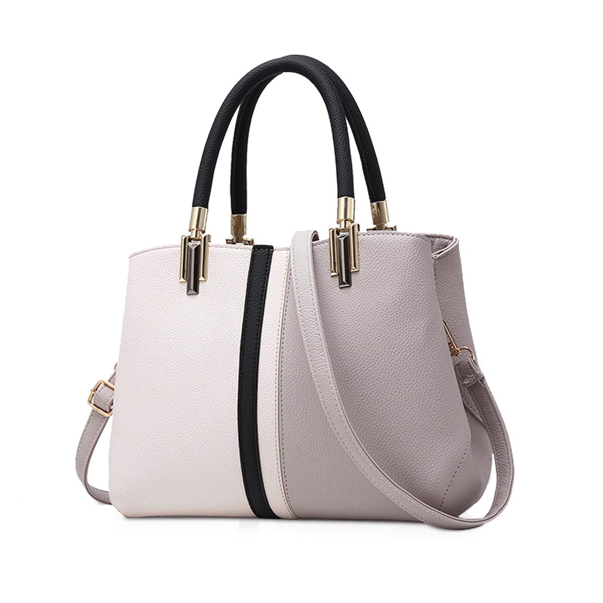 NICOLE&DORIS Women Handbags Striped Bag Fashion Style Zipper Shoulder Bag Elegant bags Ladies Tote Crossbody Bag with Contrast color Gray