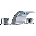Amazon.com: Aquafaucet Waterfall Bathroom Faucet Chrome Widespread Two ...