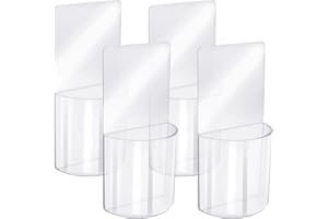 TIE-DailyNec 4 PCS Remote Control Holder, Wall Mount Self-Adhesive Transparent Media Organizer Universal No Drilling Storage 