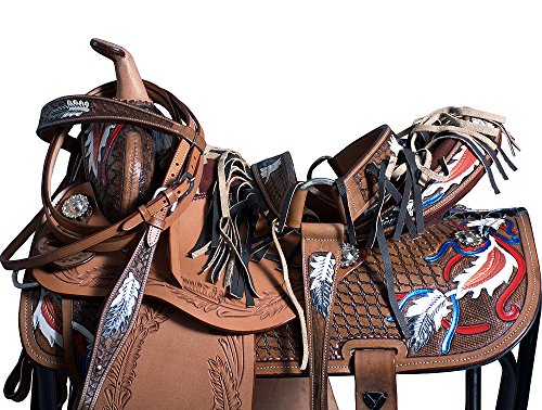 15″ Dark Brown Western Barrel Racing Pleasure Trail Saddle Leather Tack