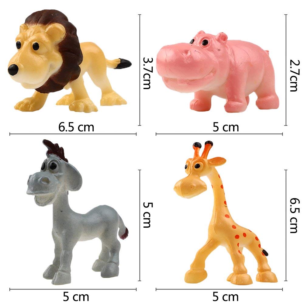 Funcorn Toys Cartoon Animal, 24 Pack Mini Plastic Wild Animals Models Toys Kit, Jungle Animal Figures Set for Children Boys & Girls Kids Party Favors Classrooms Rewards Birthday Gift Educational Toy
