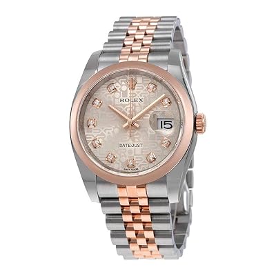 Rolex Oyster Perpetual Datejust Silver Dial Stainless Steel 18K Everose Gold Diamond Ladies Watch 116201SDJ