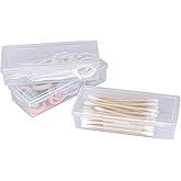 LIGHUFEIC 3Pcs Cotton Swab Holder for Travel,Portable Dental Floss Case Clear Plastic Cotton Pad Holder,Travel Floss Picks Case Storage Containers with Dustproof Lid