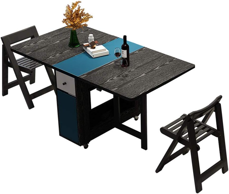 Mesa de comedor y silla de madera maciza plegable fácil de almacenar